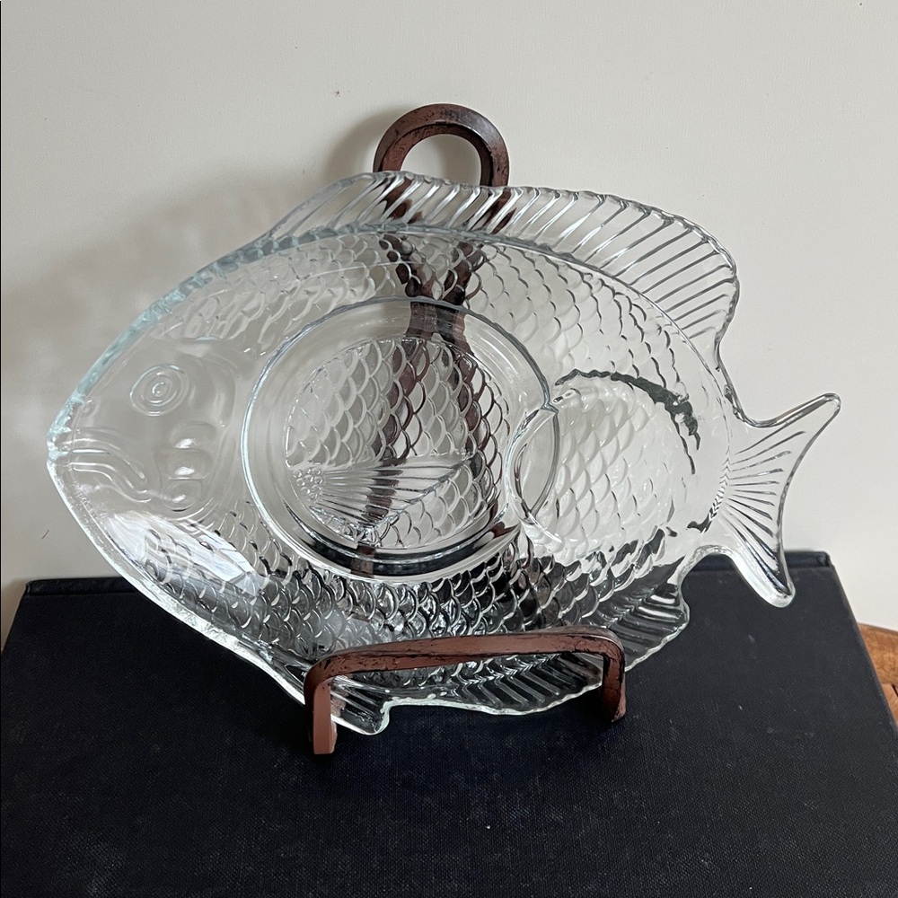 Vintage Clear Glass Fish-Shaped Serving Platter